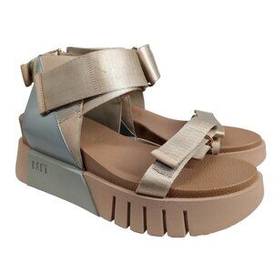 United Nude Delta Run Platform Leather Nylon Sandals Size 41 US 10 Beige